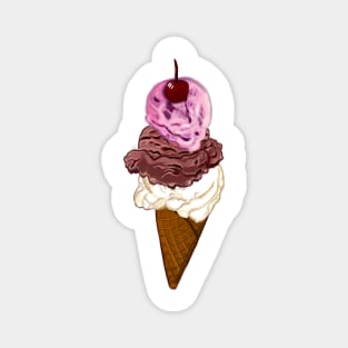 Icecream cone -  three scoops with cherry on top- let’s scream for ice cream cones with cherry on top Magnet