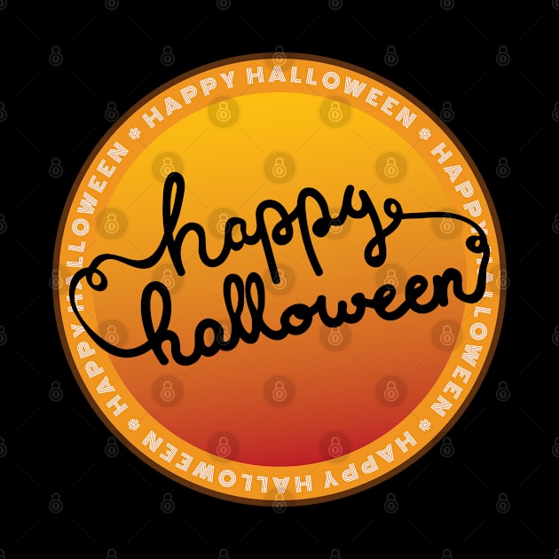 Happy Halloween Handwritten Circle Design by frokenfryxell