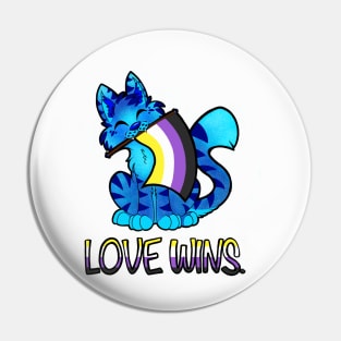 Love Wins Cat (Nonbinary Flag) Pin