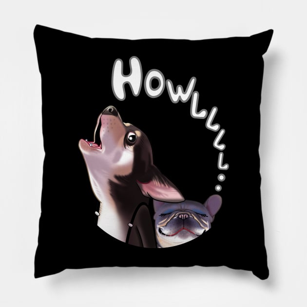 Chihuahua & French Bulldog HOWL Pillow by Toss4Pon