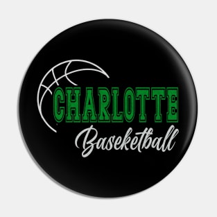 Classic Name Charlotte Vintage Styles Green Basketball Pin