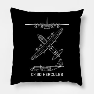 C-130 Hercules American Military Transport Aircraft Plane Blueprints Diagrams Pillow