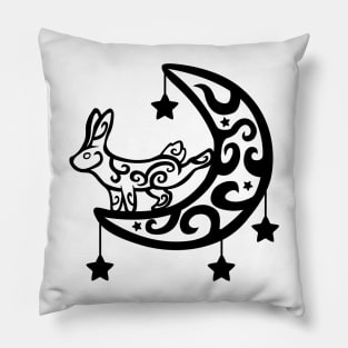 Moon Bunny Tribal Tattoo Pillow