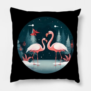 Flamingo Flock Sunset, Xmas,  Love Flamingos Pillow