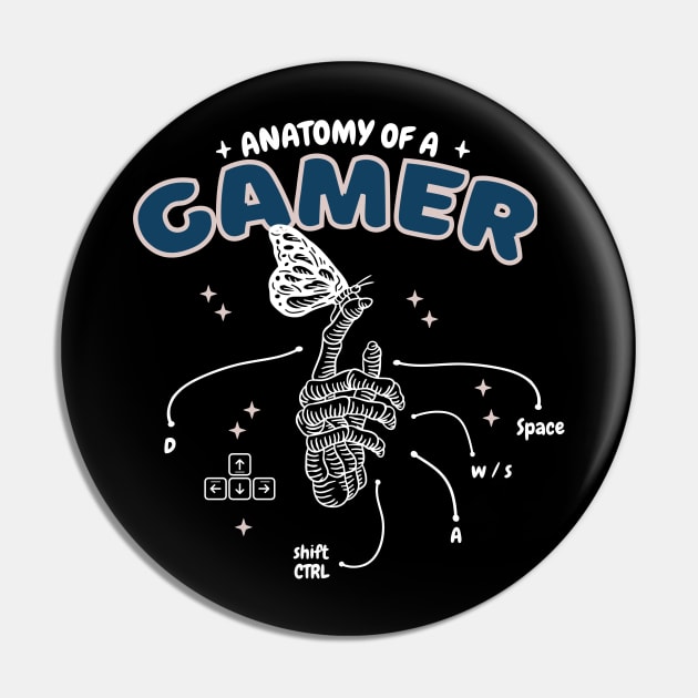 Anatomy of a Gamer Hand Awesome WASD PC Video Games Lovers Pin by Artmoo