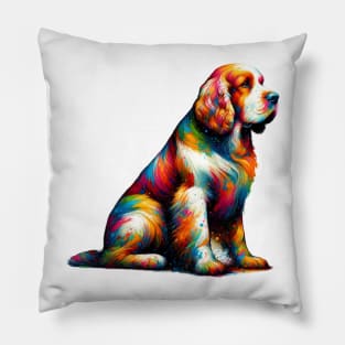 Clumber Spaniel Expressed in Vivid Splash Colors Pillow