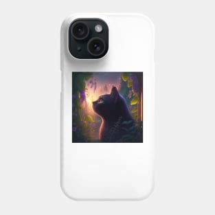 Cat Watching Sunset Scene Phone Case