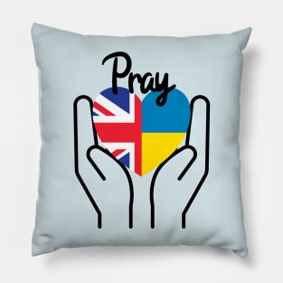 Pray For Ukraine, Pray For Peace, UK Supports Ukraine, UK Stands With Ukraine, Heart With Combined Flags Pillow