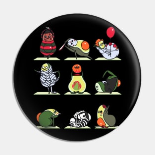 Avocado Yoga Halloween Monsters Pin