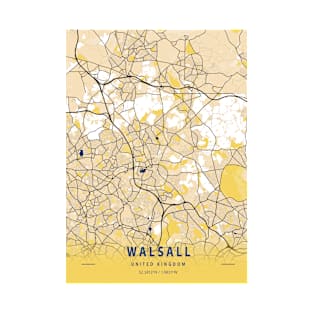 Walsall - United Kingdom Yellow City Map T-Shirt