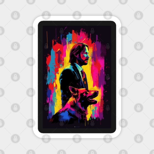 John Wick 4 + Dog Colorful Magnet by Zalbathira