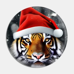 Tiger with Christmas Hat Pin