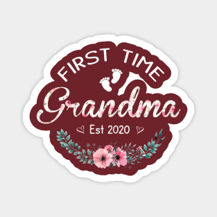 Women Promoted to Grandma Est 2020 First Time Grandma Floral Magnet