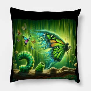 From Caterpillar to Butterfly mystical woods Pillow