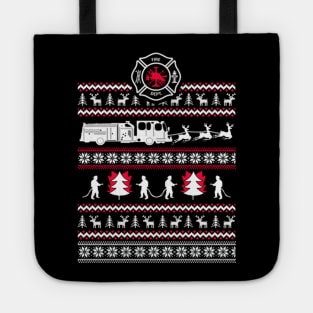 Firefighter Ugly Christmas Sweater Tote