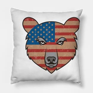 Vintage american grizzly bear Pillow