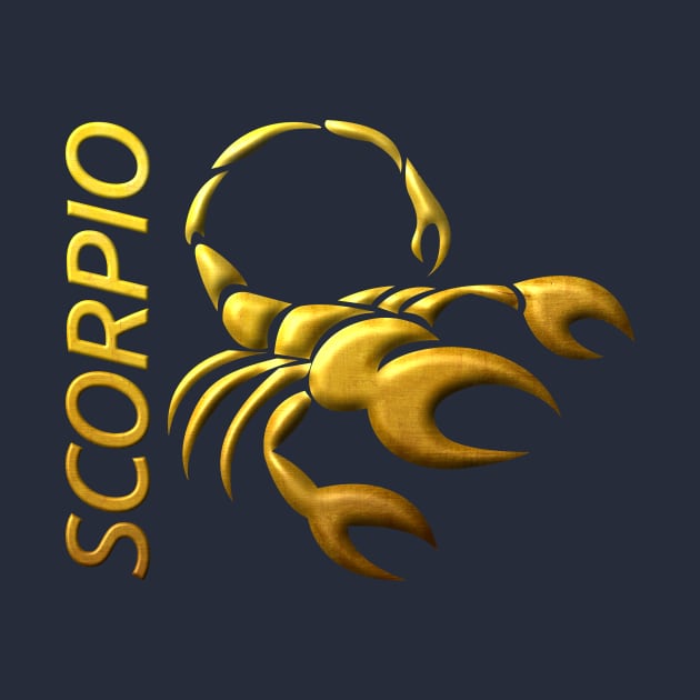 Golden Scorpio Zodiac Sign Relief Stamped In Gold by peter2art