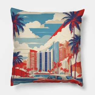 Miami United States of America Tourism Vintage Poster Pillow