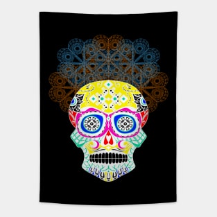 shining catrina in floral pattern mandala ecopop Tapestry