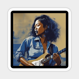 Female Blues Guitarist Magnet