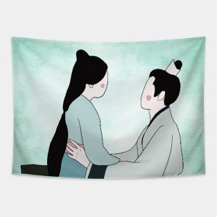 Talking Love Like Galaxy illustration Tapestry