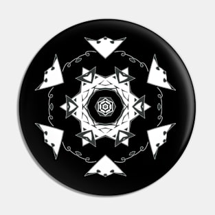 9C Unique Black White Abstract Mandala Pin