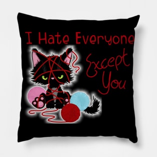 I Hate Everyone Except You Valentine's Cute Cat Pillow