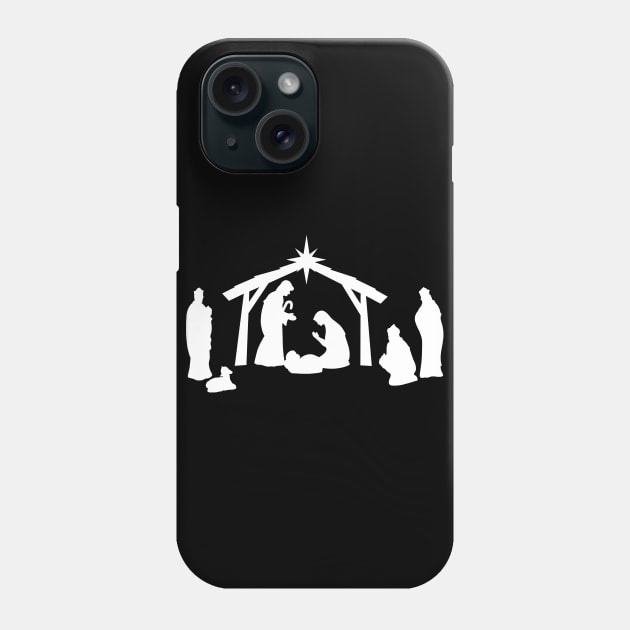 The Christmas Nativity White Silhouette Phone Case by Lady Lilac