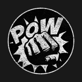 Distressed Effect Pop Art 'Pow' in Black and White T-Shirt