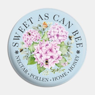 Sweet As Can Bee with Hydrangea Flora Watercolor Illustration Pin