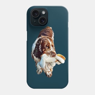 Lovely English Springer Spaniel with his Toy Dog, Drawing Phone Case