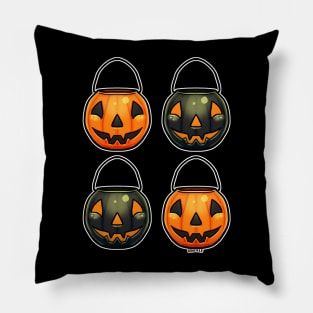 Black and Orange Pumpkin Buckets Pillow