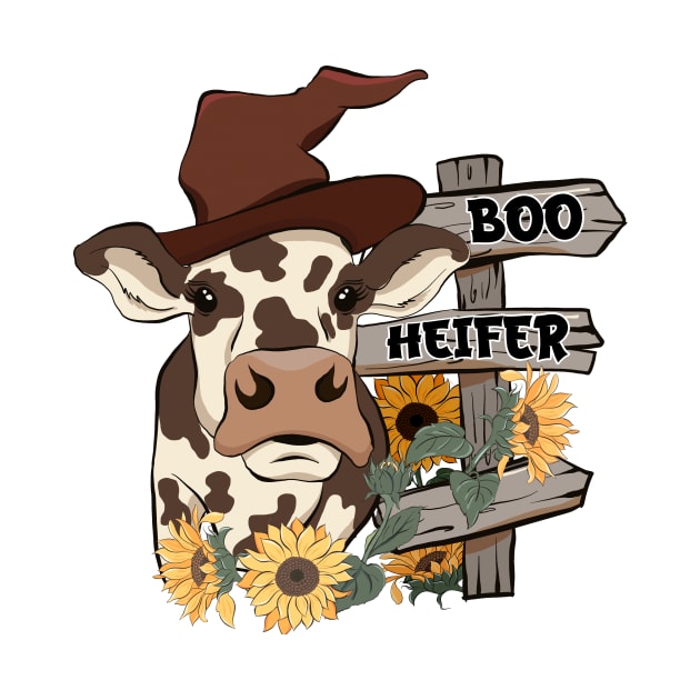 Boo Heifer Sunflower Cow by CB Creative Images