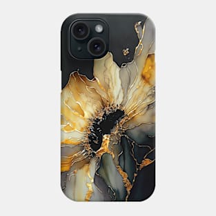 Organic Sunflower - Semi Abstract Alcohol Ink Resin Art Phone Case