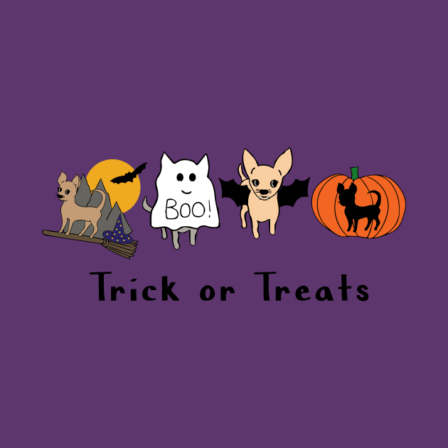 Lilac Halloween Chis - Smooth coat chihuahuas - Halloween Chihuahua Tee by bettyretro