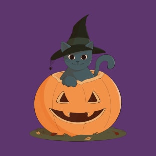 Happy Halloween Witch Cat T-Shirt