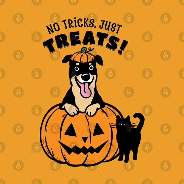 Rottweiler Halloween No Tricks Just Treats by Coffee Squirrel