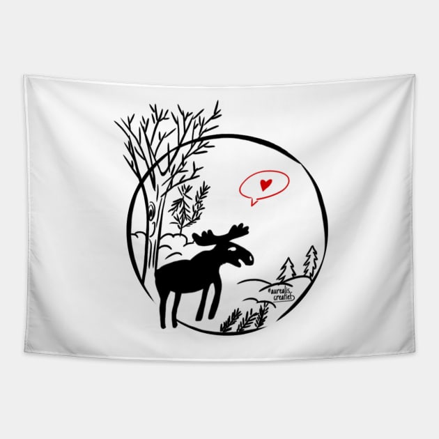 Scandinavia: Moose in forest Tapestry by Aurealis