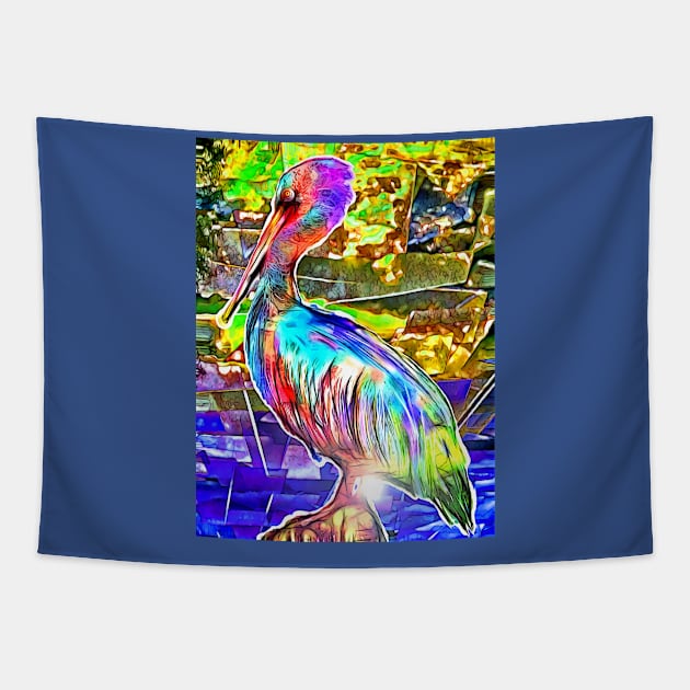 Pelican in Color Tapestry by danieljanda