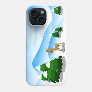 New Year and Christmas background with little baby deer Phone Case