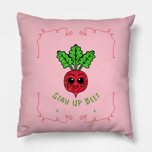 POSITIVE Vibes Stay UP Beet Funny Veggies Pillow by SartorisArt1