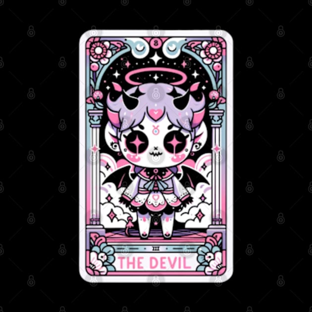 The Devil Tarot Card Kawaii Pastel Goth Occult Anime by Lavender Celeste