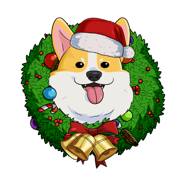 Pembroke Welsh Corgi Santa Christmas Wreath by Noseking