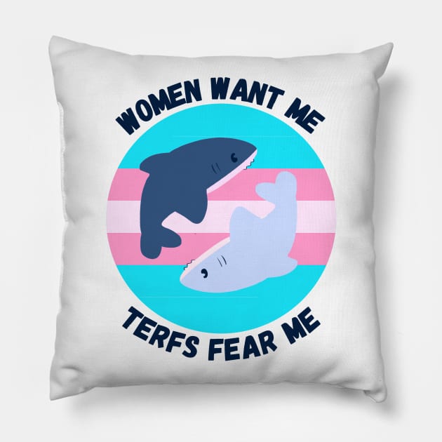 trans shark women love me Pillow by frostyfloat