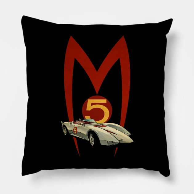 VINTAGE SPEED RACER MACH 5 copy Pillow by GOAT777