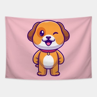 Cute Dog Standing Cartoon Tapestry