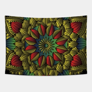 Golden Mandala Tapestry