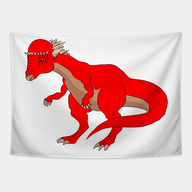 Red Pachycephalosaurus Tapestry by lostatom