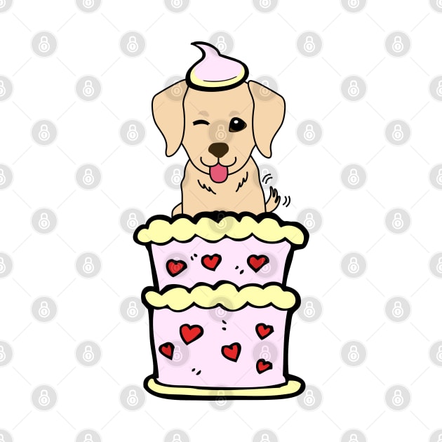 Retriever dog Jumping out of a cake by Pet Station