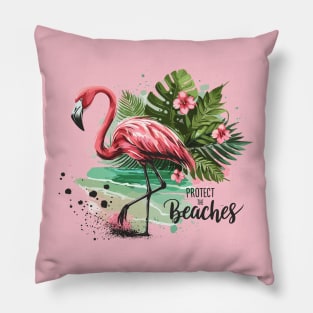 Protect the Beaches - Flamingo Pillow